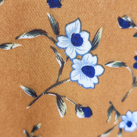 LA Soul Dress Womens Small Mustard Modest Ditsy Floral Boho Beachy Long‎ Sleeve - Picture 5 of 15